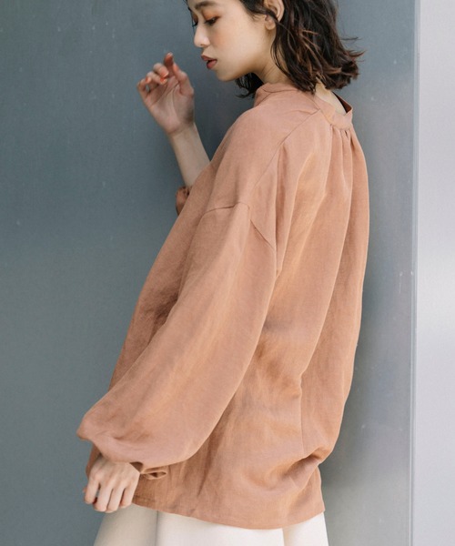 Munich（ミューニック）の「レーヨンリネンポプリン　ブラウス（シャツ/ブラウス・レディース・ホワイト/ブラック/ライトベージュ/テラコッタ・FREE）」の9枚目の写真