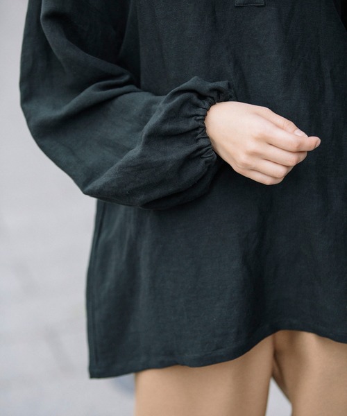 Munich（ミューニック）の「レーヨンリネンポプリン　ブラウス（シャツ/ブラウス・レディース・ホワイト/ブラック/ライトベージュ/テラコッタ・FREE）」の14枚目の写真