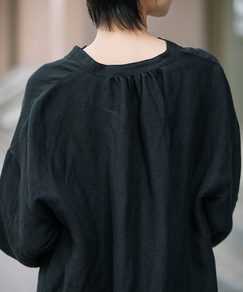 Munich（ミューニック）の「レーヨンリネンポプリン　ブラウス（シャツ/ブラウス・レディース・ホワイト/ブラック/ライトベージュ/テラコッタ・FREE）」の7枚目の写真