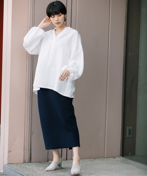 Munich（ミューニック）の「レーヨンリネンポプリン　ブラウス（シャツ/ブラウス・レディース・ホワイト/ブラック/ライトベージュ/テラコッタ・FREE）」の21枚目の写真