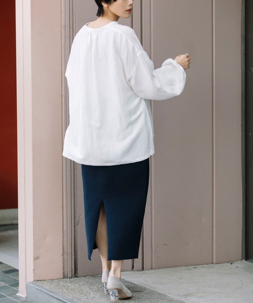 Munich（ミューニック）の「レーヨンリネンポプリン　ブラウス（シャツ/ブラウス・レディース・ホワイト/ブラック/ライトベージュ/テラコッタ・FREE）」の18枚目の写真