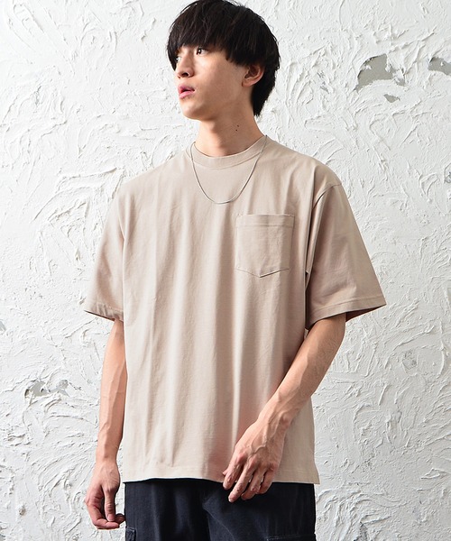 MinoriTY（マイノリティ）の「【MinoriTY】ヘビーウェイトUSAコットンビッグシルエットTシャツ ポケットTシャツ 無地 メンズ 秋服 夏服（Tシャツ/カットソー・メンズ・ホワイト/ブラック/ベージュ/ライトグリーン/ダークブルー/スモークピンク・M/L）」の4枚目の写真