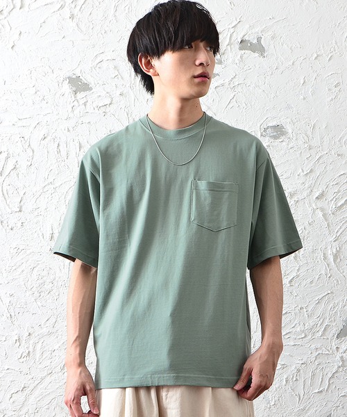 MinoriTY（マイノリティ）の「【MinoriTY】ヘビーウェイトUSAコットンビッグシルエットTシャツ ポケットTシャツ 無地 メンズ 秋服 夏服（Tシャツ/カットソー・メンズ・ホワイト/ブラック/ベージュ/ライトグリーン/ダークブルー/スモークピンク・M/L）」の5枚目の写真