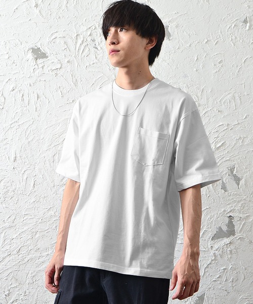 MinoriTY（マイノリティ）の「【MinoriTY】ヘビーウェイトUSAコットンビッグシルエットTシャツ ポケットTシャツ 無地 メンズ 秋服 夏服（Tシャツ/カットソー・メンズ・ホワイト/ブラック/ベージュ/ライトグリーン/ダークブルー/スモークピンク・M/L）」の7枚目の写真