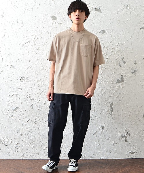 MinoriTY（マイノリティ）の「【MinoriTY】ヘビーウェイトUSAコットンビッグシルエットTシャツ ポケットTシャツ 無地 メンズ 秋服 夏服（Tシャツ/カットソー・メンズ・ホワイト/ブラック/ベージュ/ライトグリーン/ダークブルー/スモークピンク・M/L）」の12枚目の写真