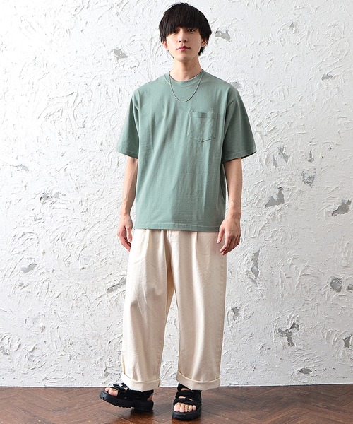 MinoriTY（マイノリティ）の「【MinoriTY】ヘビーウェイトUSAコットンビッグシルエットTシャツ ポケットTシャツ 無地 メンズ 秋服 夏服（Tシャツ/カットソー・メンズ・ホワイト/ブラック/ベージュ/ライトグリーン/ダークブルー/スモークピンク・M/L）」の14枚目の写真