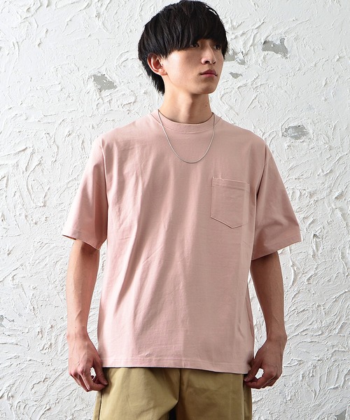 MinoriTY（マイノリティ）の「【MinoriTY】ヘビーウェイトUSAコットンビッグシルエットTシャツ ポケットTシャツ 無地 メンズ 秋服 夏服（Tシャツ/カットソー・メンズ・ホワイト/ブラック/ベージュ/ライトグリーン/ダークブルー/スモークピンク・M/L）」の19枚目の写真