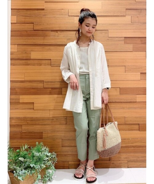 SHOO・LA・RUE（シューラルー）の「◆【SS-4L/3Dスキャン】サテンスティックパンツ（その他パンツ・レディース・ホワイト系/ブラック/ライトグリーン/ベージュ/ピンク系・01/02/03/04/05/06/10）」の9枚目の写真