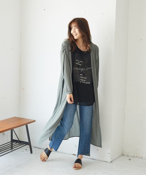 Rewde（ルゥデ）の「【UVカット】着流しロングカーディガン（1R15-05178）（カーディガン/ボレロ・レディース・ベージュ/ネイビー/カーキ/ブラック/ホワイト・M）」の4枚目の写真