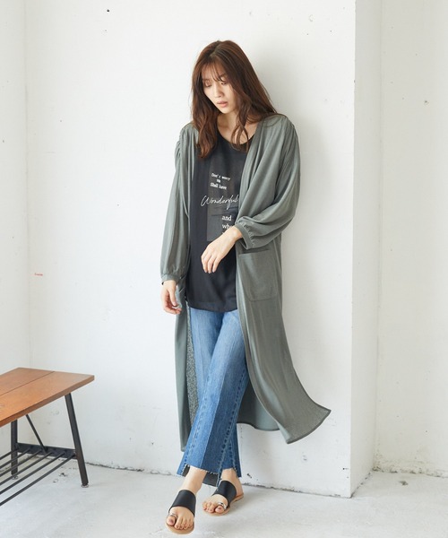 Rewde（ルゥデ）の「【UVカット】着流しロングカーディガン（1R15-05178）（カーディガン/ボレロ・レディース・ベージュ/ネイビー/カーキ/ブラック/ホワイト・M）」の16枚目の写真