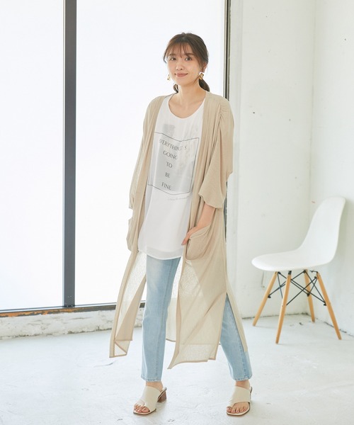 Rewde（ルゥデ）の「【UVカット】着流しロングカーディガン（1R15-05178）（カーディガン/ボレロ・レディース・ベージュ/ネイビー/カーキ/ブラック/ホワイト・M）」の18枚目の写真