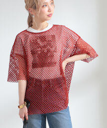 Ray BEAMS | Ray BEAMS / メッシュ ビッグ Tシャツ(Tシャツ/カットソー)