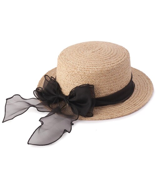 GRANDEDGE（グランドエッジ）の「オーガンジーリボンカンカン帽子（ハット・レディース・アイボリー系2/ブラック系2/パープル系2・99）」の2枚目の写真