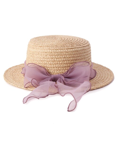 GRANDEDGE（グランドエッジ）の「オーガンジーリボンカンカン帽子（ハット・レディース・アイボリー系2/ブラック系2/パープル系2・99）」の18枚目の写真