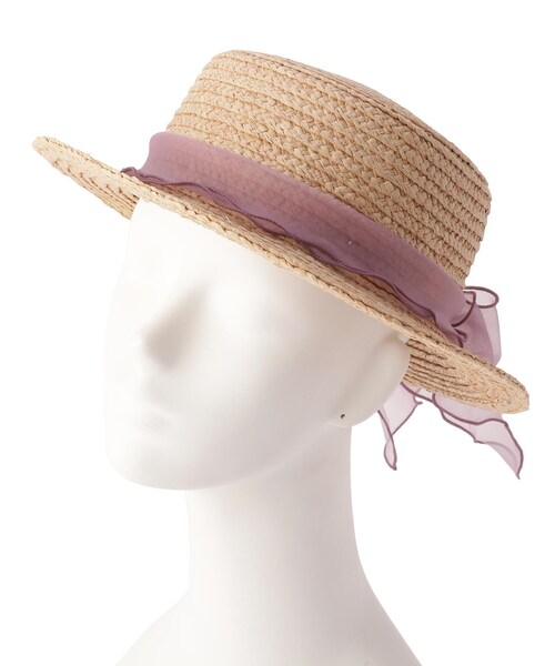 GRANDEDGE（グランドエッジ）の「オーガンジーリボンカンカン帽子（ハット・レディース・アイボリー系2/ブラック系2/パープル系2・99）」の7枚目の写真