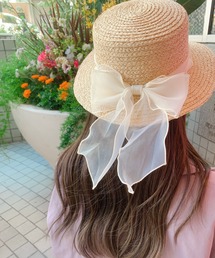 GRANDEDGE | オーガンジーリボンカンカン帽子(ハット)