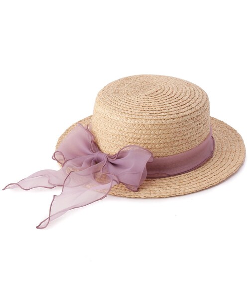 GRANDEDGE（グランドエッジ）の「オーガンジーリボンカンカン帽子（ハット・レディース・アイボリー系2/ブラック系2/パープル系2・99）」の4枚目の写真