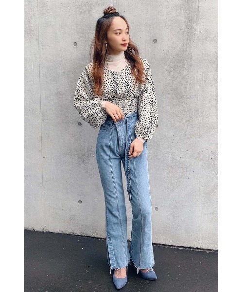 FREE'S MART(フリーズマート)の「◇シースルーハイネックカットソー(Tシャツ/カットソー・レディース・ホワイト/ブラック・FREE)」の6枚目の写真