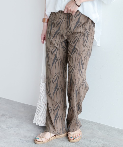 reca(レカ)の「ゼブラ柄プリントパンツ(その他パンツ・レディース・ブラウン/ベージュ・FREE)」の1枚目の写真