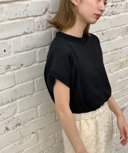 CIAOPANIC(チャオパニック)の「モックネックTシャツ/ハイネック(Tシャツ/カットソー・レディース・ブラック/ブラウン/オフホワイト/イエロー・FREE)」の3枚目の写真