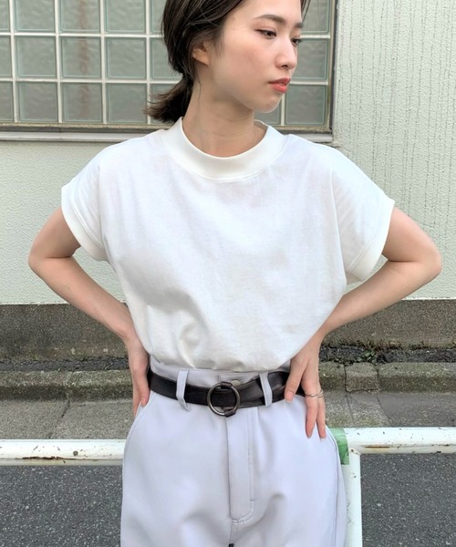 CIAOPANIC(チャオパニック)の「モックネックTシャツ/ハイネック(Tシャツ/カットソー・レディース・ブラック/ブラウン/オフホワイト/イエロー・FREE)」の11枚目の写真