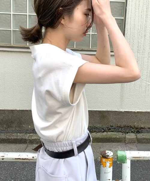 CIAOPANIC(チャオパニック)の「モックネックTシャツ/ハイネック(Tシャツ/カットソー・レディース・ブラック/ブラウン/オフホワイト/イエロー・FREE)」の13枚目の写真