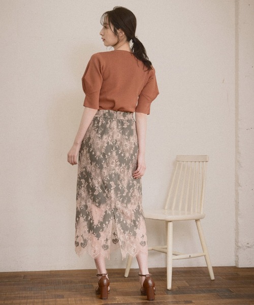 Andemiu（アンデミュウ）の「ハイショクレースタイトスカート954812（スカート・レディース・ブラック/カーキ/アイボリー・SMALL/MEDIUM）」の5枚目の写真