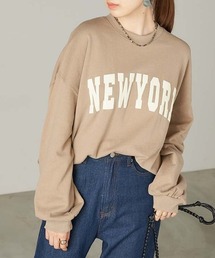 Chaco closet | "NEWYORK"カレッジロゴ風ボリュームスリーブスウェット(スウェット)