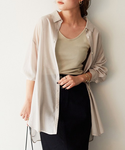 SLOBE IENA シアーシャツ SLOBE IENA｜シアーチェック開襟ブラウス | Rakuten Fashion