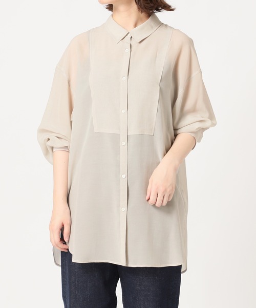 SLOBE IENA シアーシャツ SLOBE IENA｜シアーチェック開襟ブラウス | Rakuten Fashion