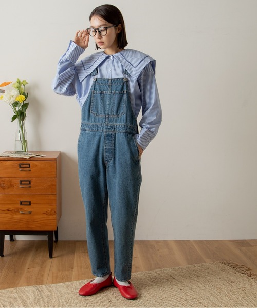 ANGIE（アンジー）の「デニムオーバーオール（サロペット/オーバーオール・レディース・ブラック/ブルー・MEDIUM/LARGE）」の2枚目の写真