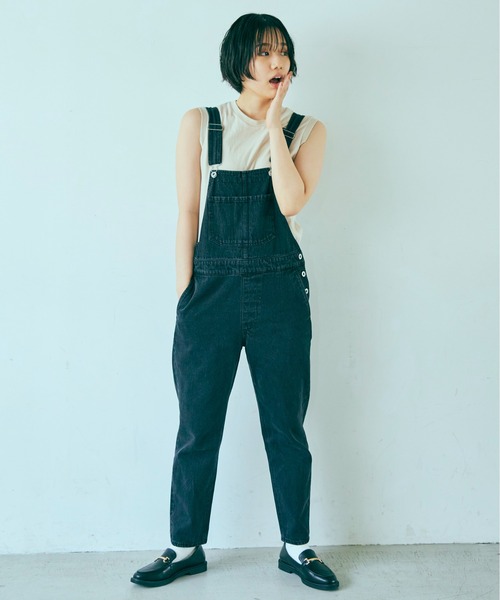 ANGIE（アンジー）の「デニムオーバーオール（サロペット/オーバーオール・レディース・ブラック/ブルー・MEDIUM/LARGE）」の22枚目の写真