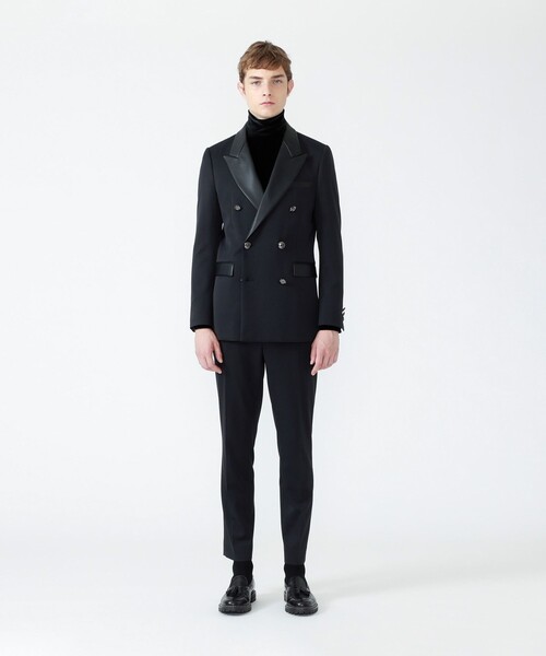 Education from Youngmachines（エデュケーションフロムヤングマシーン）の「【Education from Youngmachines】シンセティックレザースイッチ ピークドダブルジャケット（テーラードジャケット・メンズ・ブラック/グリーン・M/S/L）」の3枚目の写真