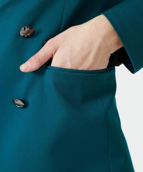 Education from Youngmachines（エデュケーションフロムヤングマシーン）の「【Education from Youngmachines】シンセティックレザースイッチ ピークドダブルジャケット（テーラードジャケット・メンズ・ブラック/グリーン・M/S/L）」の12枚目の写真