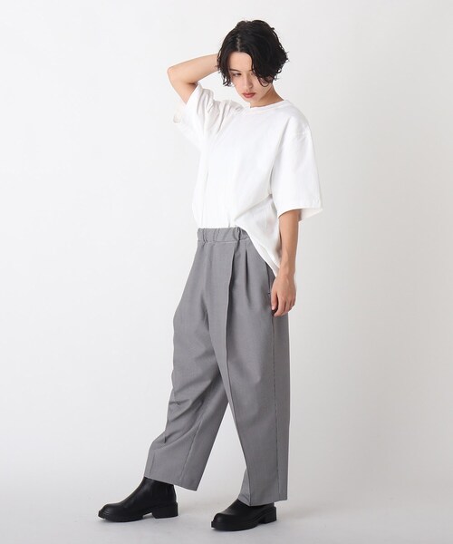 OPAQUE.CLIP（オペークドットクリップ）の「◆ライトダブルクロス タックテーパードパンツ【UNISEX】（スーツパンツ・レディース・チャコール/ブラック系1・38/40）」の15枚目の写真