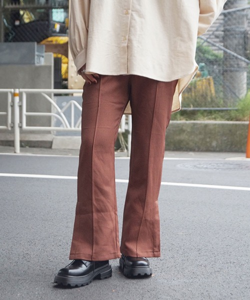 179/WG（イチナナキュウダブルジー）の「千鳥格子セミフレアパンツ（その他パンツ・レディース・ブラック/オレンジ・MEDIUM）」の14枚目の写真