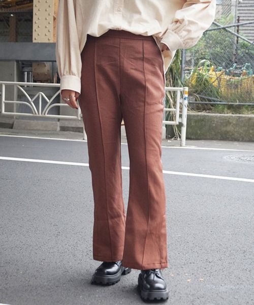 179/WG（イチナナキュウダブルジー）の「千鳥格子セミフレアパンツ（その他パンツ・レディース・ブラック/オレンジ・MEDIUM）」の17枚目の写真