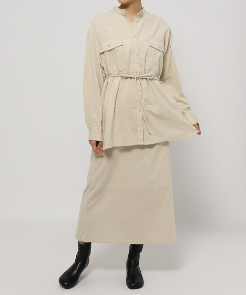 mysty woman(ミスティウーマン)の「ウエストマークコーデュロイシャツ 227708(シャツ/ブラウス・レディース・ダークグリーン/アイボリー/チャコール・FREE)」の12枚目の写真