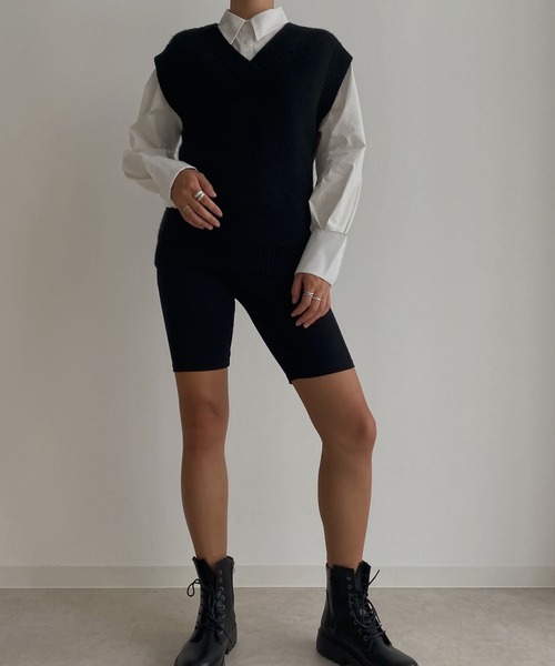 Avvenente(アベネンテ)の「【Avvenente】ビッグニットベスト(ベスト・レディース・アイボリー/ブラック/ピンク/ダークグリーン・MEDIUM)」の16枚目の写真