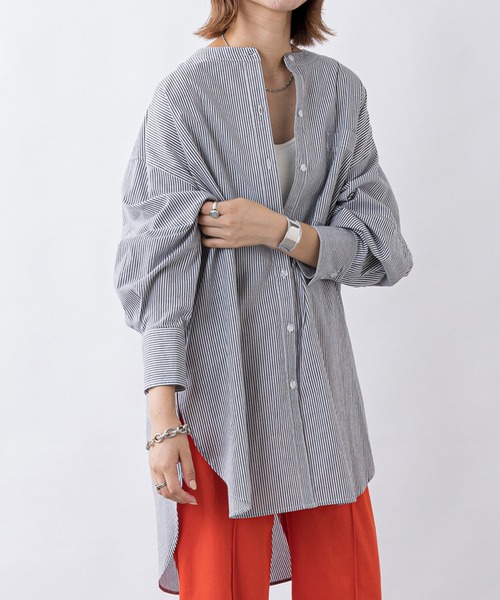 CIAOPANIC TYPY（チャオパニックティピー）の「カラーストライプシャツ（シャツ/ブラウス・レディース・ブラック/ピンク/グリーン・ONE SIZE）」の2枚目の写真