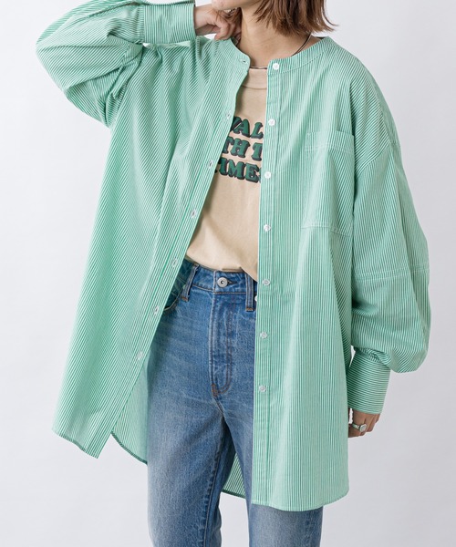 CIAOPANIC TYPY（チャオパニックティピー）の「カラーストライプシャツ（シャツ/ブラウス・レディース・ブラック/ピンク/グリーン・ONE SIZE）」の15枚目の写真