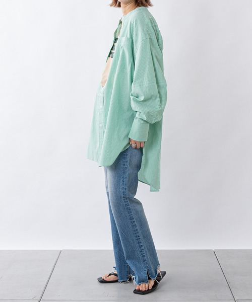 CIAOPANIC TYPY（チャオパニックティピー）の「カラーストライプシャツ（シャツ/ブラウス・レディース・ブラック/ピンク/グリーン・ONE SIZE）」の21枚目の写真