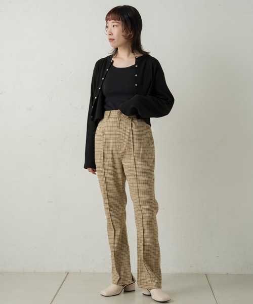 Kastane（カスタネ）の「ツイードチェックSETUPパンツ（スラックス・レディース・ブラウン・2/1）」の2枚目の写真