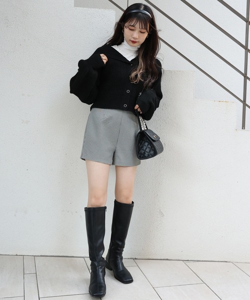 one after another NICE CLAUP（ワンアフターアナザーナイスクラップ）の「履くだけでスタイルアップ！美シルエットのシンプルショートパンツ（その他パンツ・レディース・アイボリー/ブラック/ブラック系その他/ブラウン・FREE）」の20枚目の写真