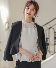 ノーカラーショートフォーマルジャケット 結婚式 お呼ばれ 同窓会