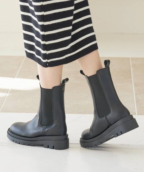 KOBE LETTUCE(コウベレタス)の「選べる2丈 インナーファートラックソールサイドゴアブーツ(ブーツ・レディース・ブラック/ブラウン/ブラック系/ブラウン系/ブラック系2/ブラック系1/ブラウン系2/ブラウン系1・LL/S/M/L)」の3枚目の写真