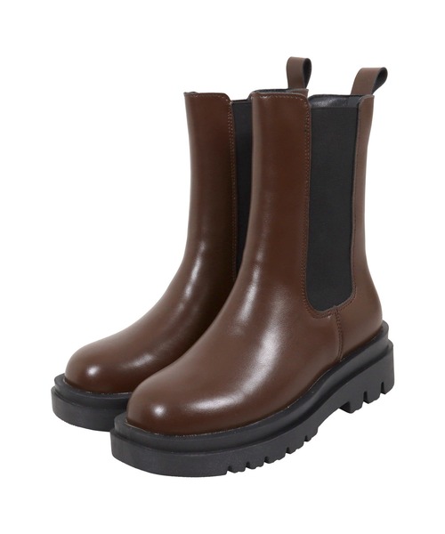 KOBE LETTUCE(コウベレタス)の「選べる2丈 インナーファートラックソールサイドゴアブーツ(ブーツ・レディース・ブラック/ブラウン/ブラック系/ブラウン系/ブラック系2/ブラック系1/ブラウン系2/ブラウン系1・LL/S/M/L)」の1枚目の写真