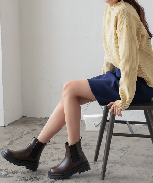 KOBE LETTUCE(コウベレタス)の「選べる2丈 インナーファートラックソールサイドゴアブーツ(ブーツ・レディース・ブラック/ブラウン/ブラック系/ブラウン系/ブラック系2/ブラック系1/ブラウン系2/ブラウン系1・LL/S/M/L)」の18枚目の写真