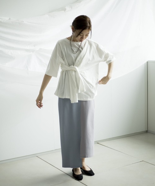 mona Belinda（モナベリンダ）の「配色アシメスカート（スカート・レディース・パープル/サックスブルー/グレイッシュベージュ・FREE）」の6枚目の写真