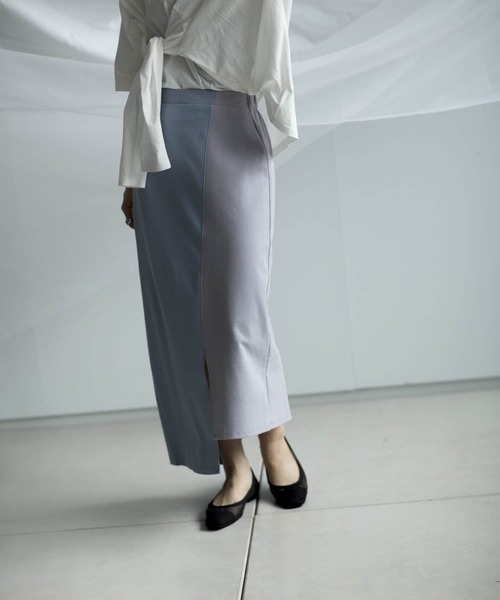 mona Belinda（モナベリンダ）の「配色アシメスカート（スカート・レディース・パープル/サックスブルー/グレイッシュベージュ・FREE）」の12枚目の写真